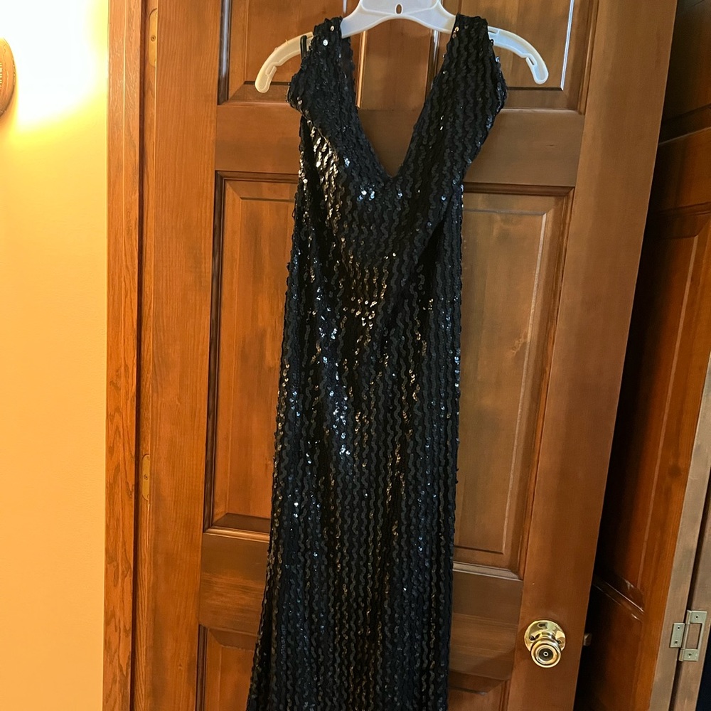 Black Floor Length Sequins Dress